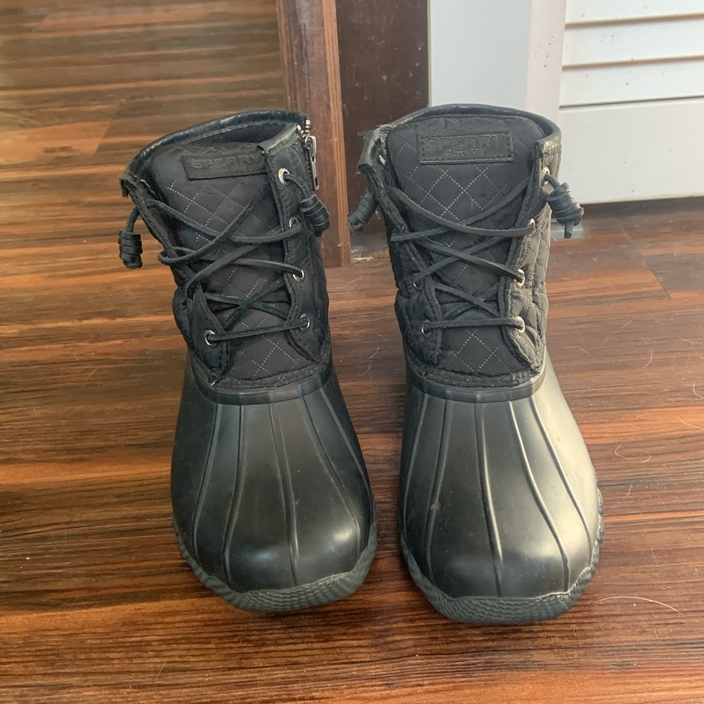 Black Quilted Upper Sperry Rainboots